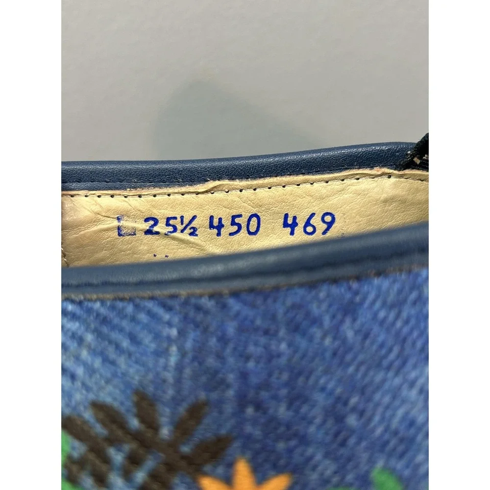 Sergio‎ Banamex Shoes Womens Size 8.5 Blue Floral Denim Espadrille Slip On